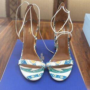 BNIB Aquazurra paisley print sandals, size 9.5